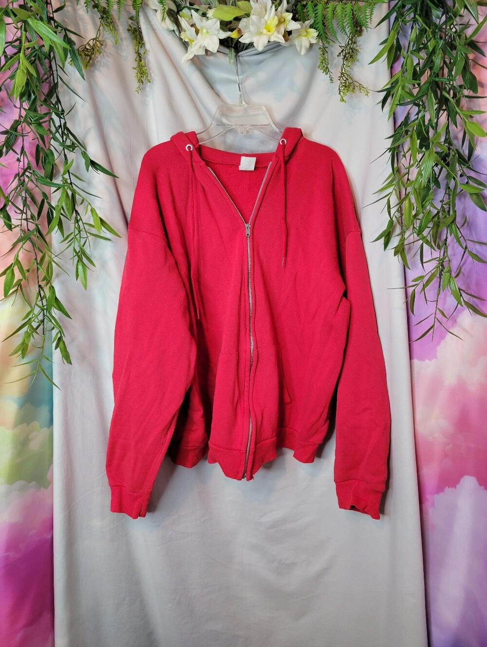 Vintage Tultex Red Full Metal Zipper Hoodie